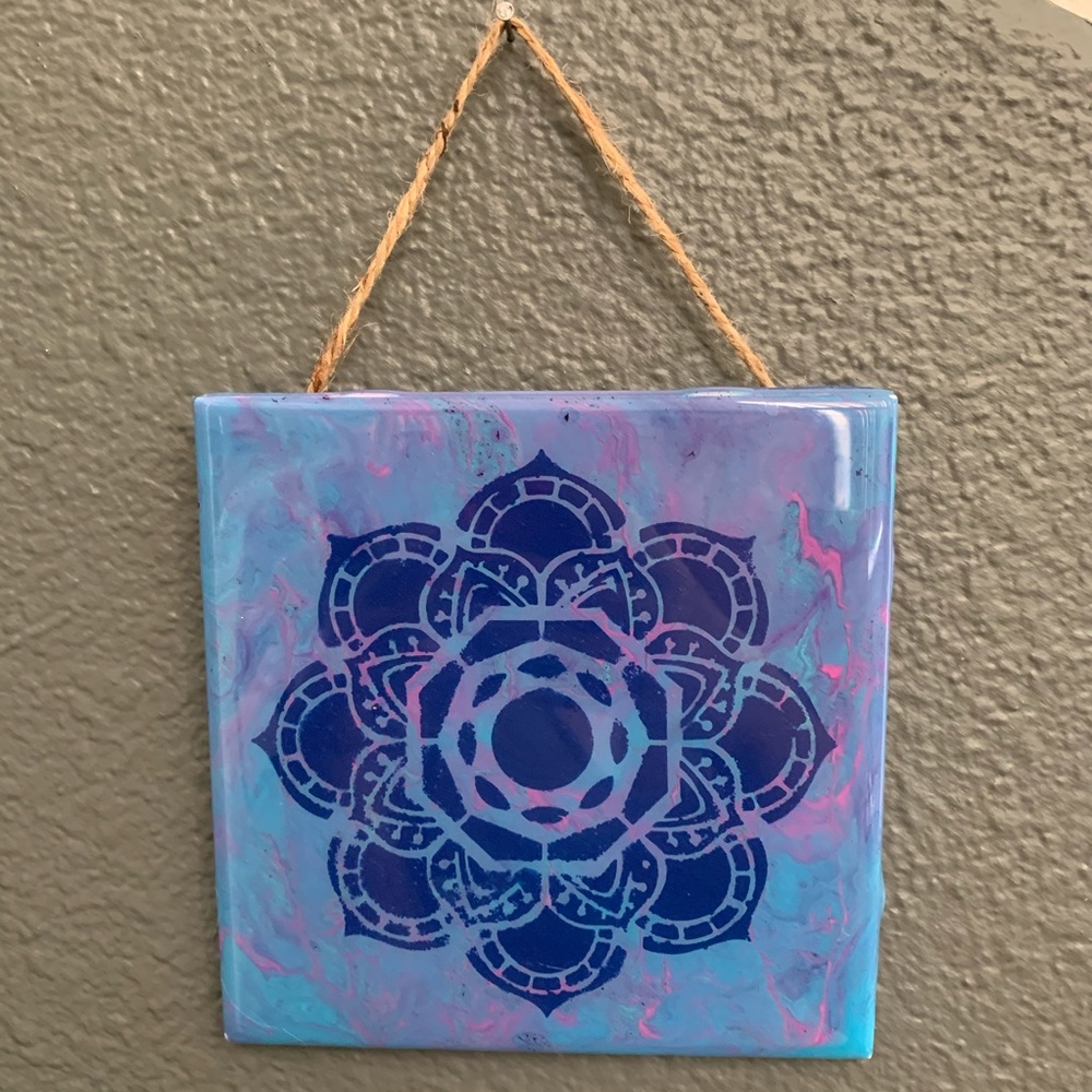 Handmade Mandala Art/Acrylic Pour Home Decor